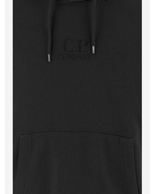 C P Company Black Minimalist Hooded Sweatshirt for men