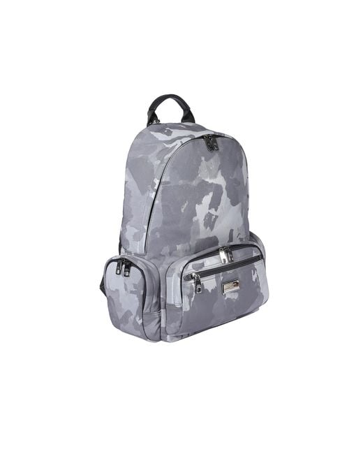 Dolce & Gabbana Gray Camouflage Backpack for men