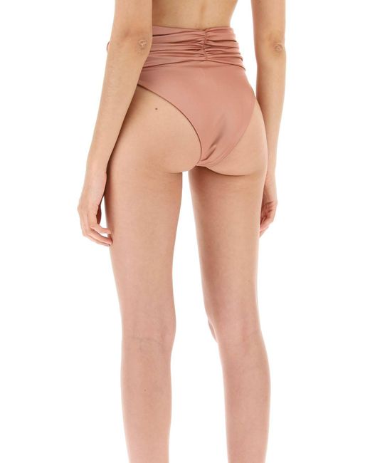 Magda Butrym Pink High Taille Bikini Slip mit Blumenclip