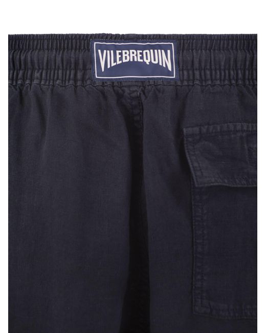Vilebrequin Blue Linen Cargo Bermuda Shorts