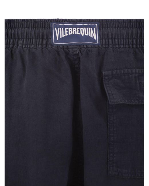 Vilebrequin Blue Leinen Cargo Bermuda Shorts