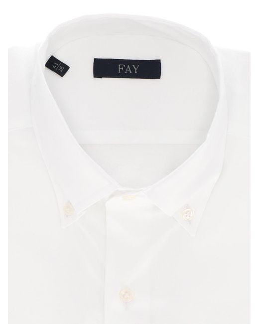 Fay Camicia Collo B.down Stretch in het White voor heren