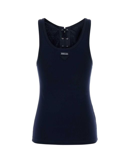Prada Blue Cotton Tank Top
