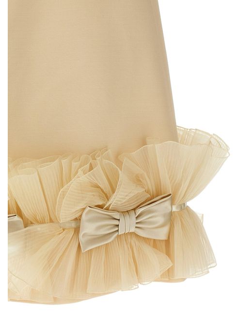 Valentino Garavani Natural Pleated Ruffles Dress Dresses Beige