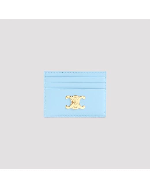 Céline Blue Triomphe Signature Leather Card Holder