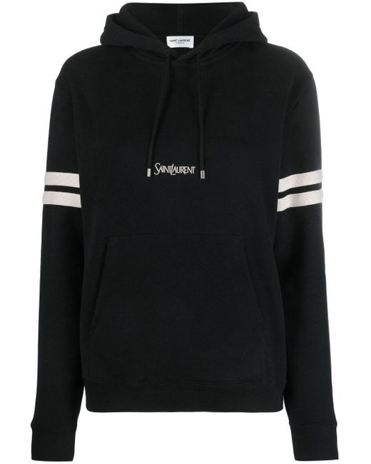 Saint Laurent Black Logo Fleece Hoodie for men