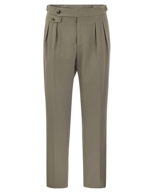 Brunello Cucinelli Twisted Cotton Gabardine -broek in het Gray