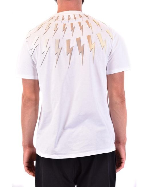 Neil Barrett White Lightning Bolt Graphic Tee for men