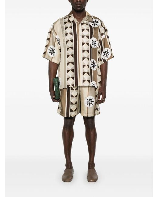 Loewe Natural Printed Silk Shorts for men