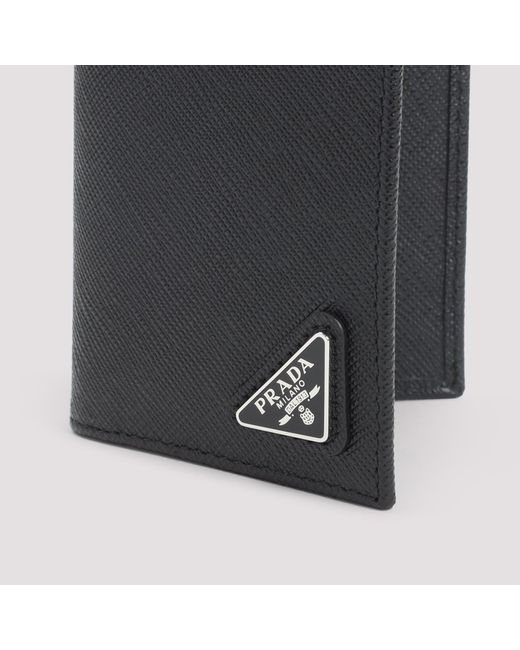 Prada Gray Mini Leather Card Case for men