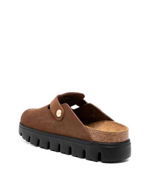 Birkenstock Brown Boston Chunky Suede Leather Slippers
