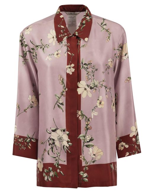 Max Mara Pink Mode gemustertes Seidenhemd