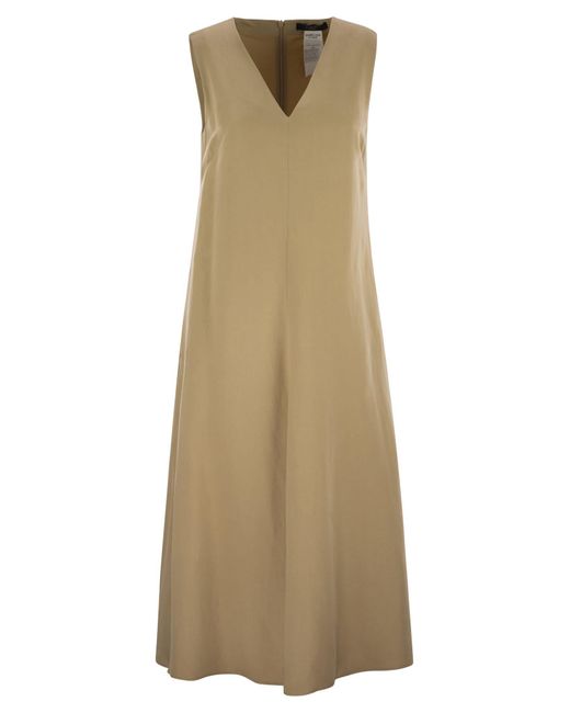 Weekend by Maxmara Egista Viscose En Linnen Canvas Wijd Uitlopende Jurk in het Natural