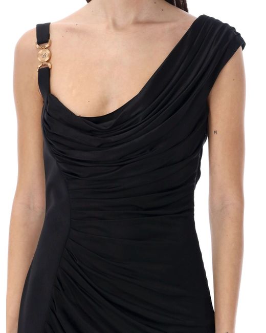 Versace Black Medusa '95 Draped Mini Dress