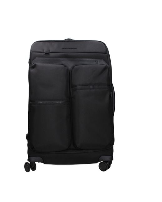 Piquadro Black Fabric Trolley