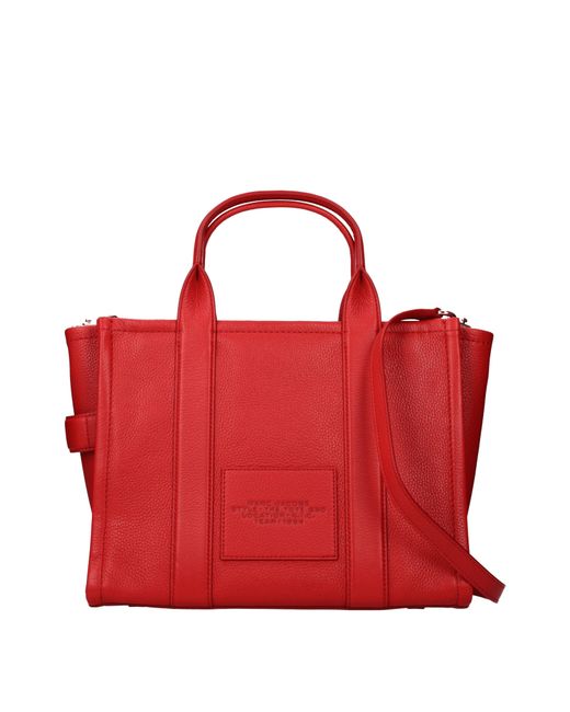 Marc Jacobs Das Leder mittelgroße Red Tote -Tasche