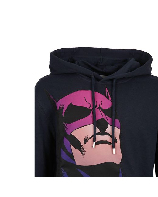 Lanvin Blue Printed Hooded Sweatshirt for men