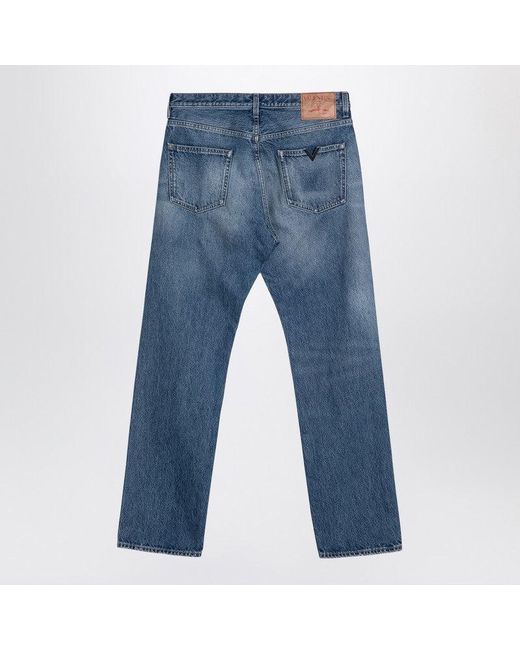 Valentino Blue Washed Effect Denim Jeans for men