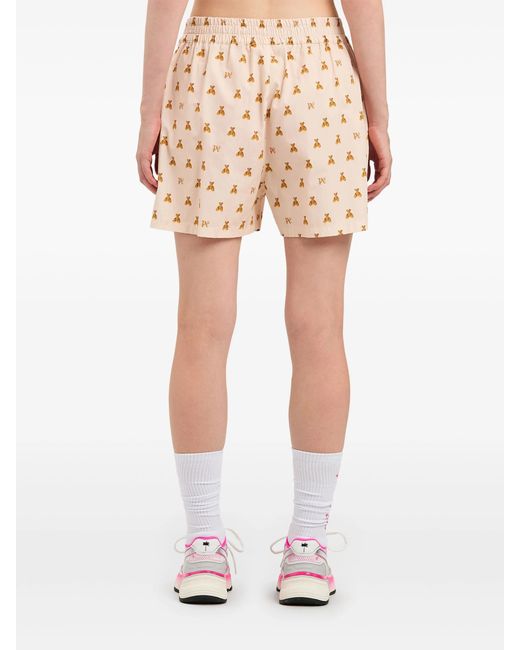 Palm Angels Mini Bear-monogramshort in het Natural