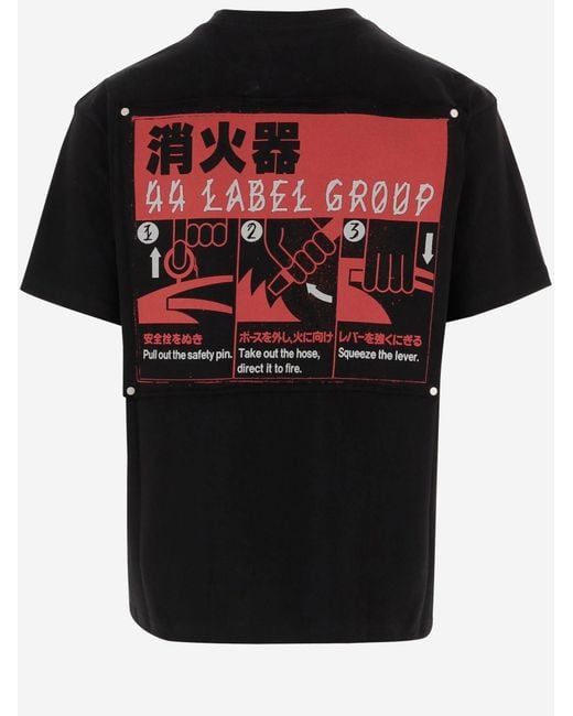 44 Label Group Black Printed Cotton T Shirt