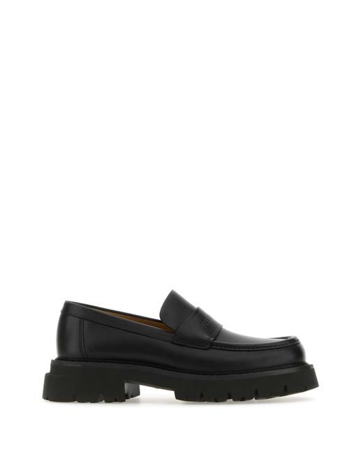 Ferragamo Black Leather Fergal Loafers for men