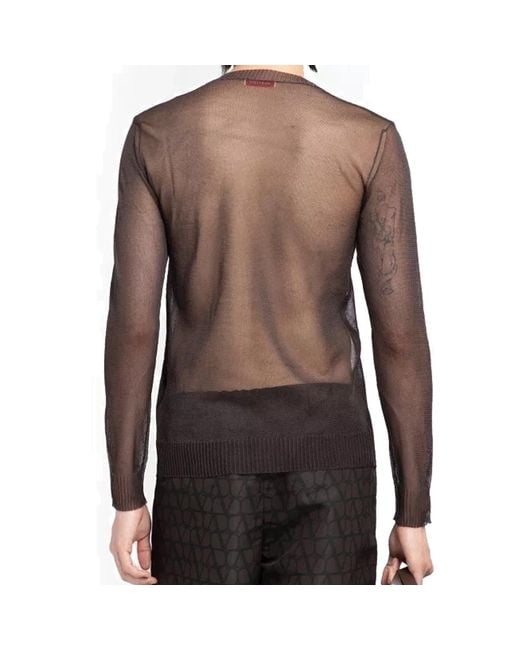 Valentino Halb transparenter Pullover in Black für Herren