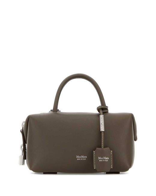Max Mara Brown Mud Leather Holdalls Handbag
