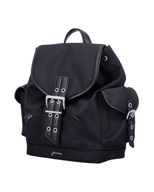 Ganni Blue Small Bucky Nylon Backpack