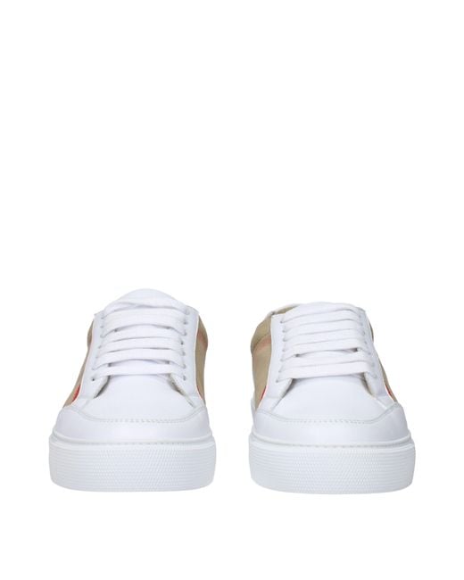 Burberry White Vintage Check Canvas & Leather Sneaker