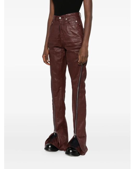 Rick Owens Brown Bolan Banana Jeans mit seitlichem Reißverschluss