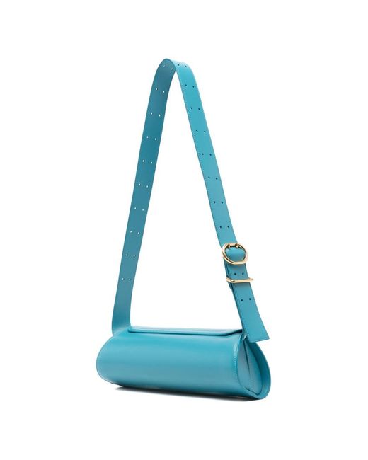 Jil Sander Blue Cannolo Small Leather Bag