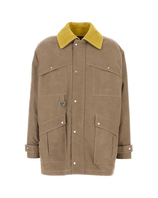 Fendi Brown Cappuccino Canvas Coat for men