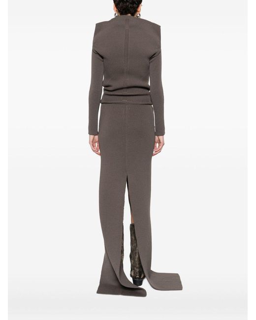 Rick Owens Brown Wool Off-Shoulder Sweater