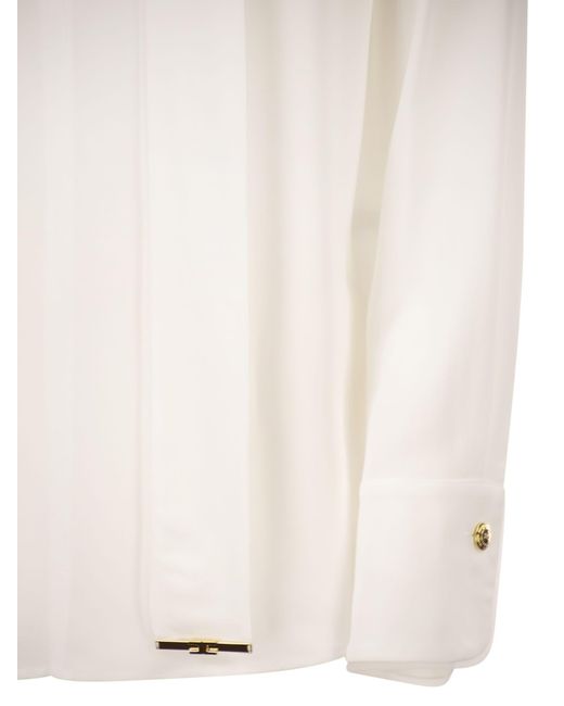 Elisabetta Franchi White Viscose Georgette Shirt With Sash