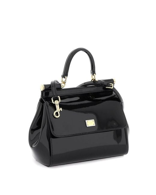 Dolce & Gabbana Black Patentleder 'sizilienische' Handtasche
