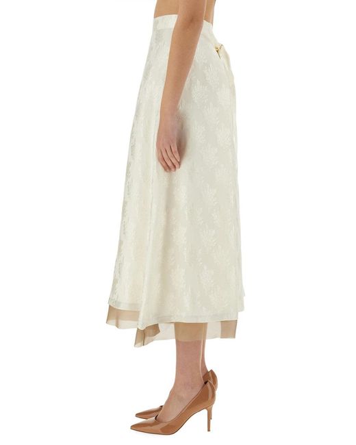 Fendi Natural Ff Silk Skirt