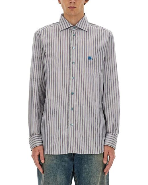 Etro Gray Pegasus Shirt for men