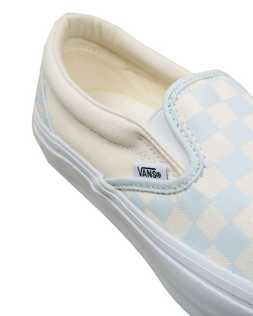 Vans White Sneakers Classic Slip On Checkboard Celeste