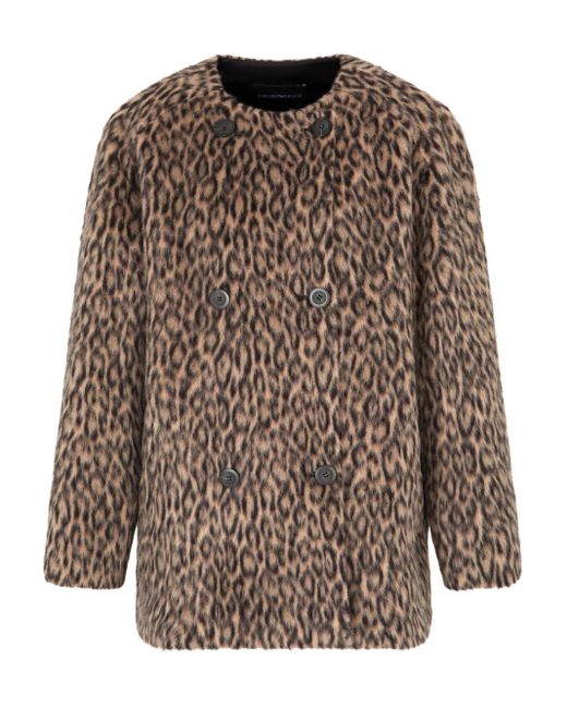 Emporio Armani Brown Mantel Mit Leoparden-Print
