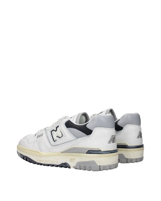 New Balance White Sneakers 550 Uomo Pelle Bianco/Grigio Chiaro for men