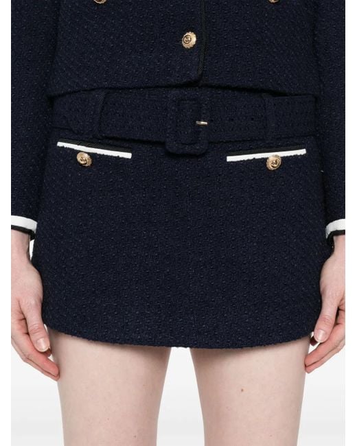 Self-Portrait Blue Bouclé Wool Skort