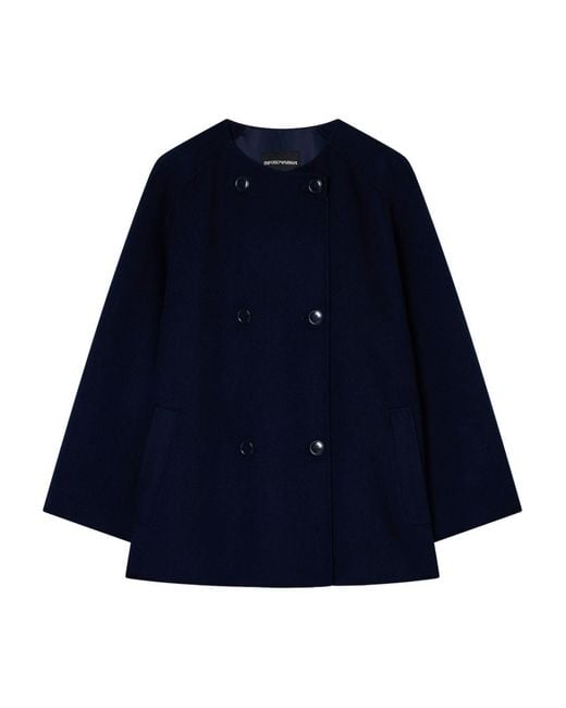 Emporio Armani Blue Wool Coat