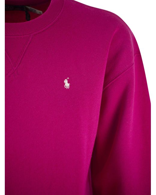 Polo Ralph Lauren Crewneck Cotton Sweatshirt in het Pink