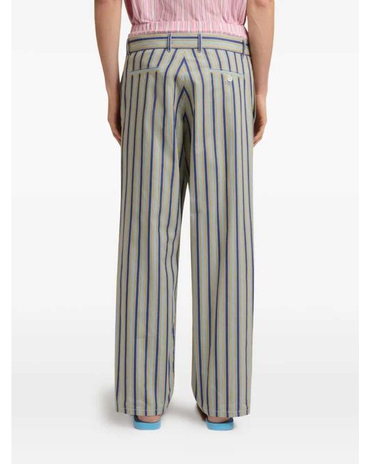 Marni White Striped Wide Leg Pants for men