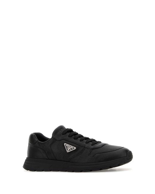 Prada Black Solid Logo Sneakers for men