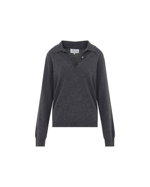 Maison Margiela Blue Twist Lambswool Polo Shirt