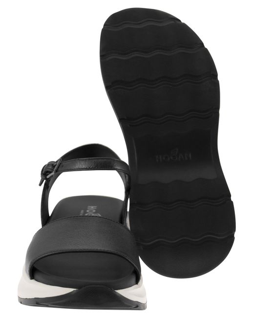 Hogan Black H598 Leather Sandals
