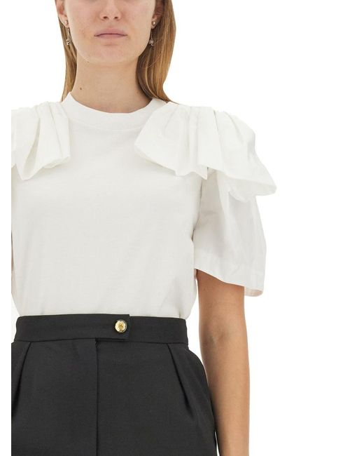 McQueen White Ruffled T-Shirt