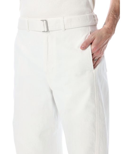 Lemaire White Twisted Denim Pants for men