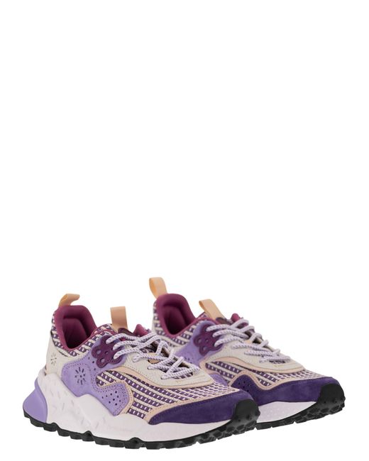 Flower Mountain Purple Kotetsu Sneakers In Suede And Technical Fabric